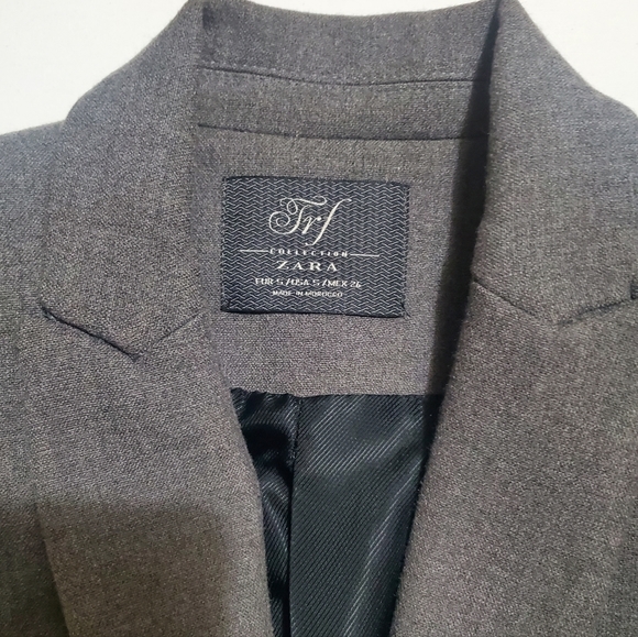 Zara FRF Collection Dark Grey Blazer--Single Button, Zippered Pockets,Size Small - Picture 2 of 7